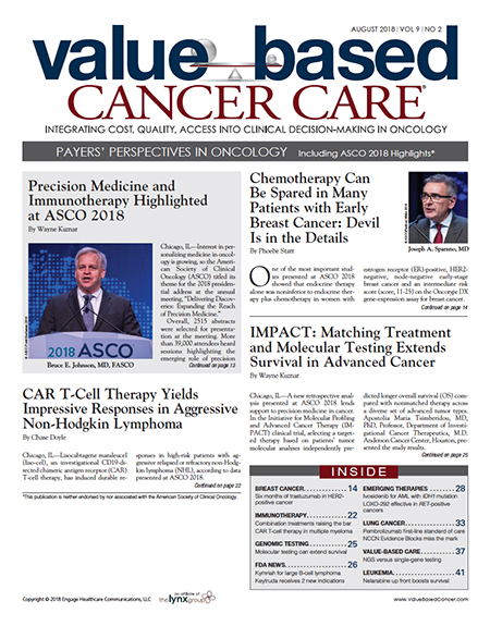 August 2018, Vol 9, No 2 | Payers’ Perspectives In Oncology: ASCO 2018 Highlights